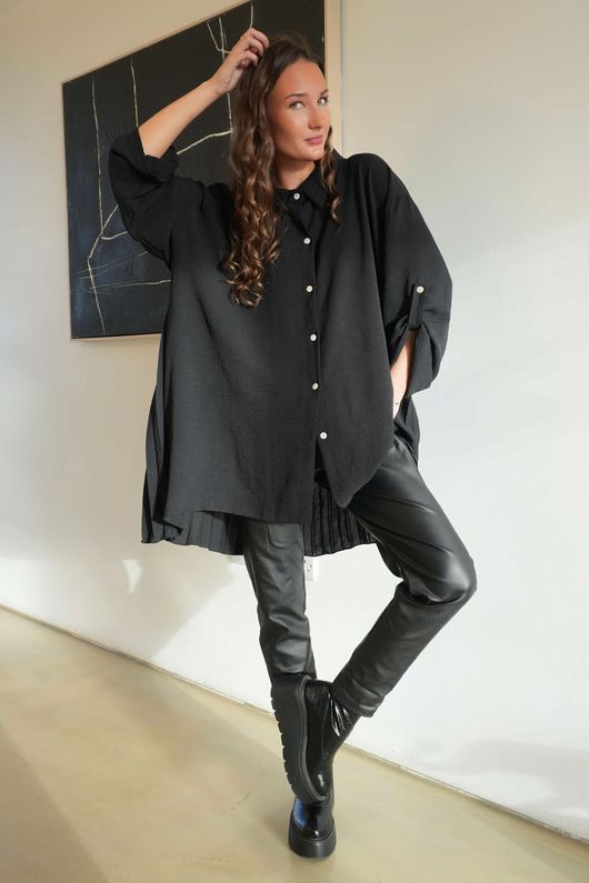 Suki Pleat Back Blouse Black /20=